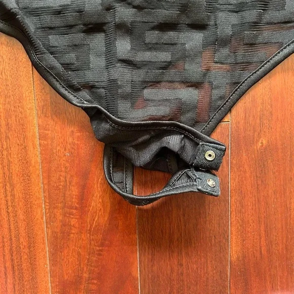 Fashion Nova Sheer Monogram Bodysuit - Picture 4 of 7